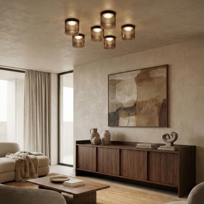 Стъклена LED плафониера Vibe C | Цилиндрична | Опушен | 3000K