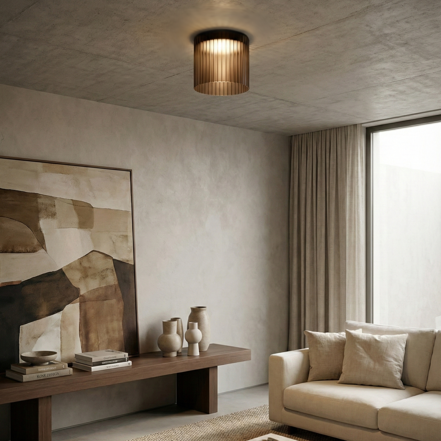 Снимка на Стъклена LED плафониера Vibe C | Цилиндрична | Опушен | 3000K