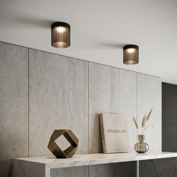 Снимка на Стъклена LED плафониера Vibe C | Цилиндрична | Опушен | 3000K