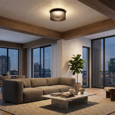 Стъклена LED плафониера Vibe D | Цилиндрична | Опушен | 3000K