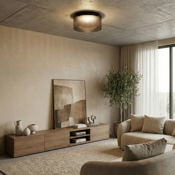 Снимка на Стъклена LED плафониера Vibe D | Цилиндрична | Опушен| 3000K