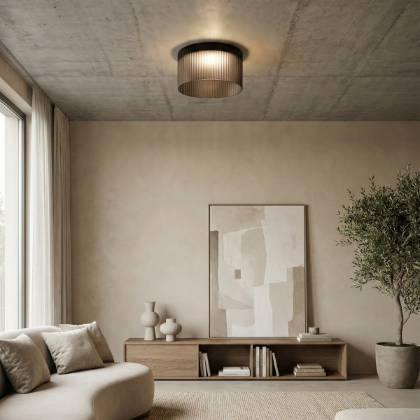 Снимка на Стъклена LED плафониера Vibe D | Цилиндрична | Опушен| 3000K