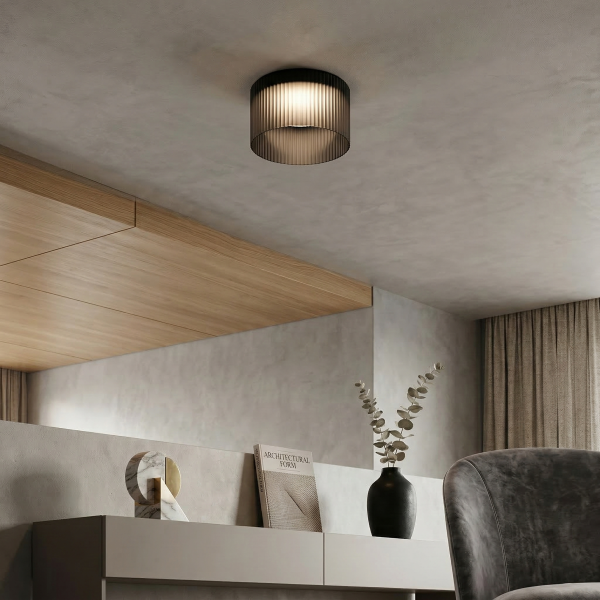 Снимка на Стъклена LED плафониера Vibe D | Цилиндрична | Опушен| 3000K