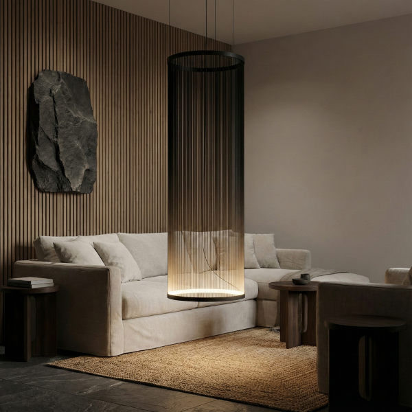 Снимка на Висящ LED пендел Verto M | Цилиндичен | 20W | 3000K | Черен