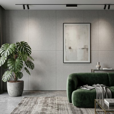 WPC панел за стена Persian Linen със сив текстилен ефект | 288 x 122cm