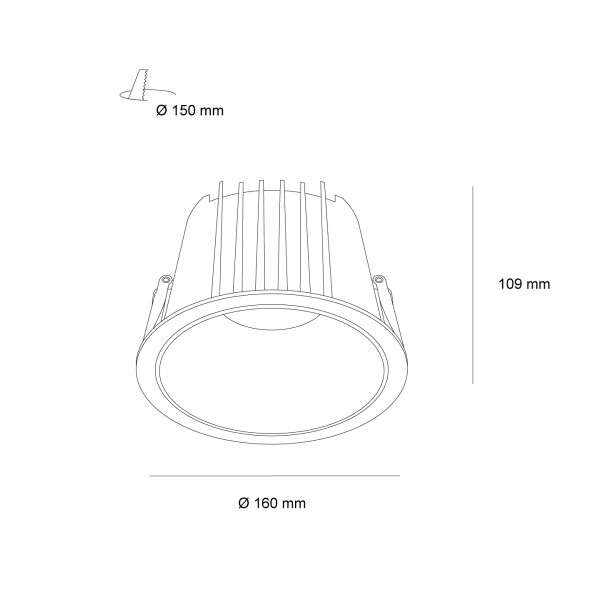 Детайлно изображение на LED луна за вграждане Astor COB | 3-CCT | Honeycomb филтър Снимка на LED луна за вграждане Astor COB | 3-CCT | Honeycomb филтър