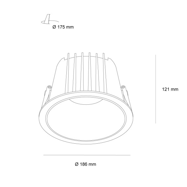 Детайлно изображение на LED луна за вграждане Astor COB | 3-CCT | Honeycomb филтър Снимка на LED луна за вграждане Astor COB | 3-CCT | Honeycomb филтър