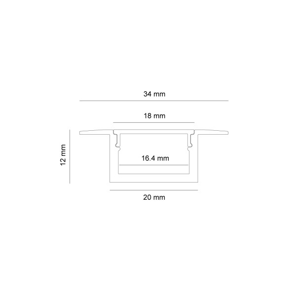 Детайлно изображение на Алуминиев профил за LED лента Board 34x12 мм | С дифузер и капачки Снимка на Алуминиев профил за LED лента Board 34x12 мм | С дифузер и капачки
