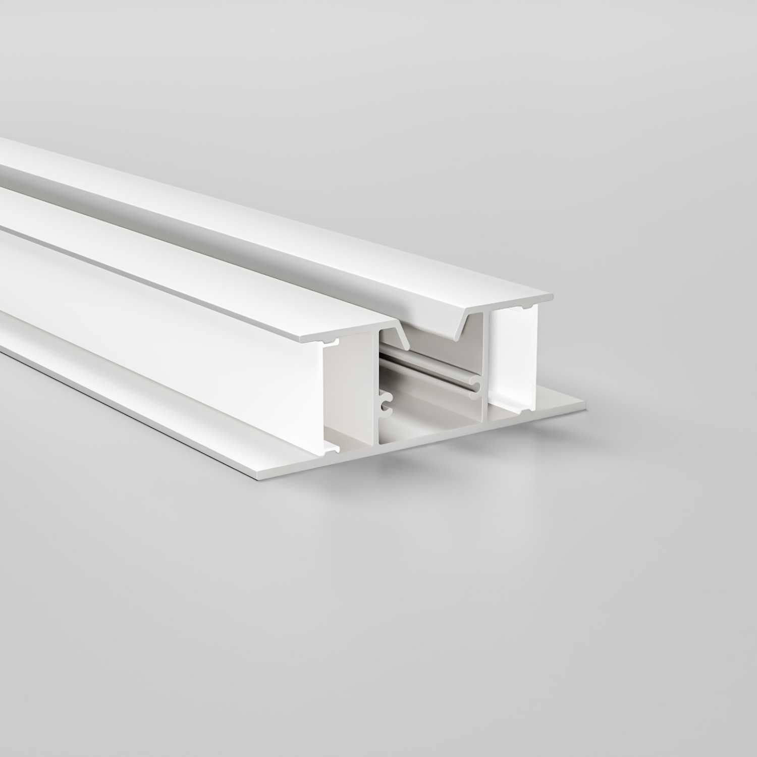 Детайлно изображение на Алуминиев профил за LED лента Maya | 24.5x75.3мм | Двупосочен | Бял Снимка на Алуминиев профил за LED лента Maya | 24.5x75.3мм | Двупосочен | Бял