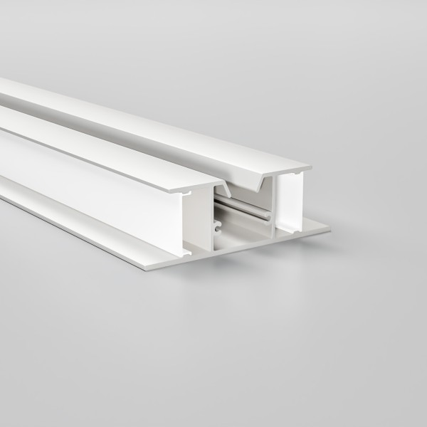 Детайлно изображение на Алуминиев профил за LED лента Maya | 24.5x75.3мм | Двупосочен | Бял Снимка на Алуминиев профил за LED лента Maya | 24.5x75.3мм | Двупосочен | Бял