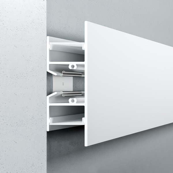 Детайлно изображение на Алуминиев профил за LED лента Maya | 24.5x75.3мм | Двупосочен | Бял Снимка на Алуминиев профил за LED лента Maya | 24.5x75.3мм | Двупосочен | Бял