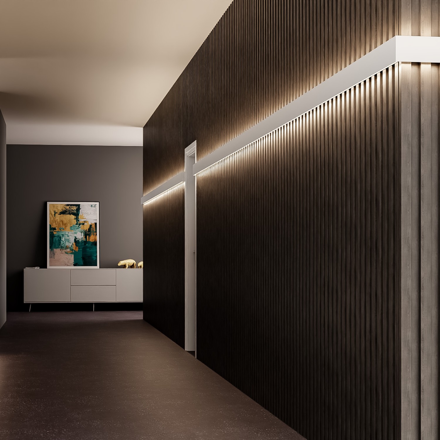 Детайлно изображение на Алуминиев профил за LED лента Maya | 24.5x75.3мм | Двупосочен | Бял Снимка на Алуминиев профил за LED лента Maya | 24.5x75.3мм | Двупосочен | Бял