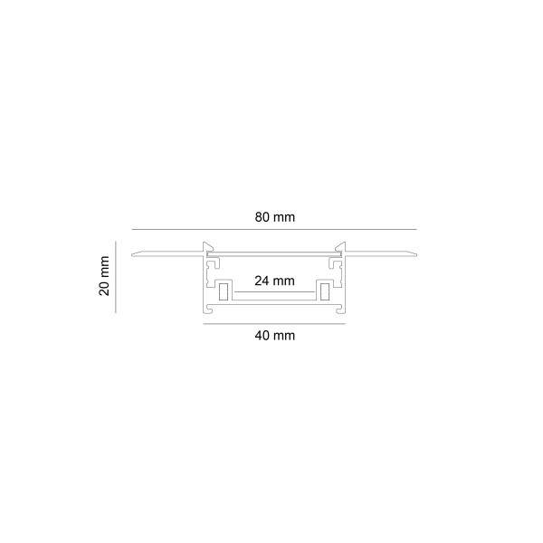 Снимка на Алуминиев профил за LED лента Ring | 80x20мм | За вграждане
