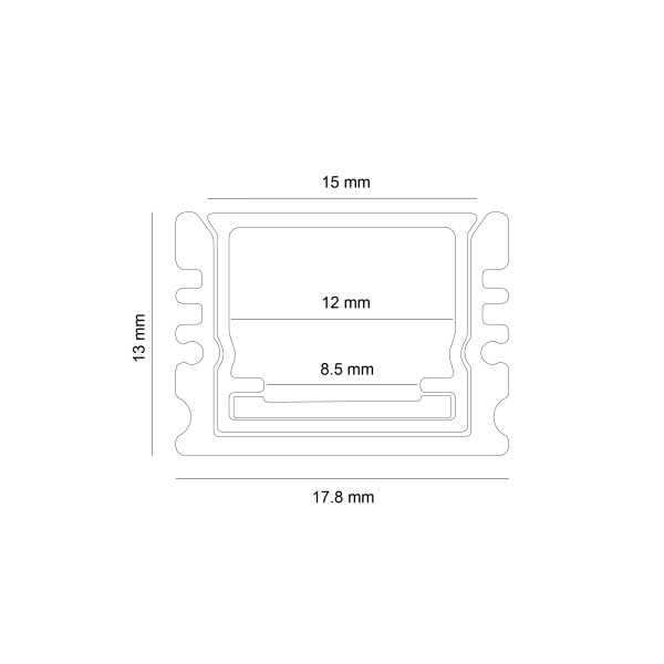 Снимка на Алуминиев профил за LED лента Senti 17.8x13мм | С шина, дифузер и капачки