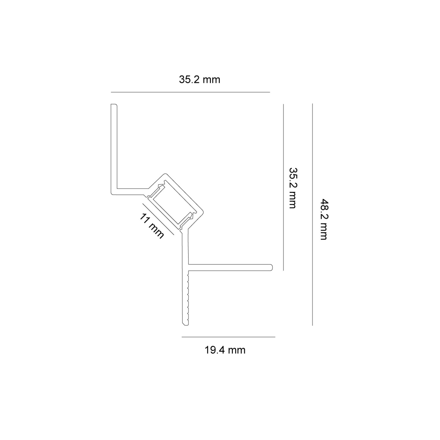 Снимка на Алуминиев профил за LED лента Shadow Edge | 35.2x48.2мм | Черен
