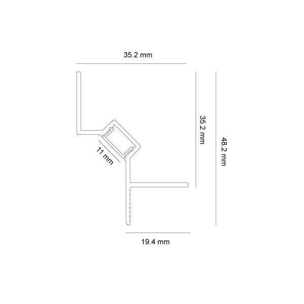 Снимка на Алуминиев профил за LED лента Shadow Edge | 35.2x48.2мм | Черен