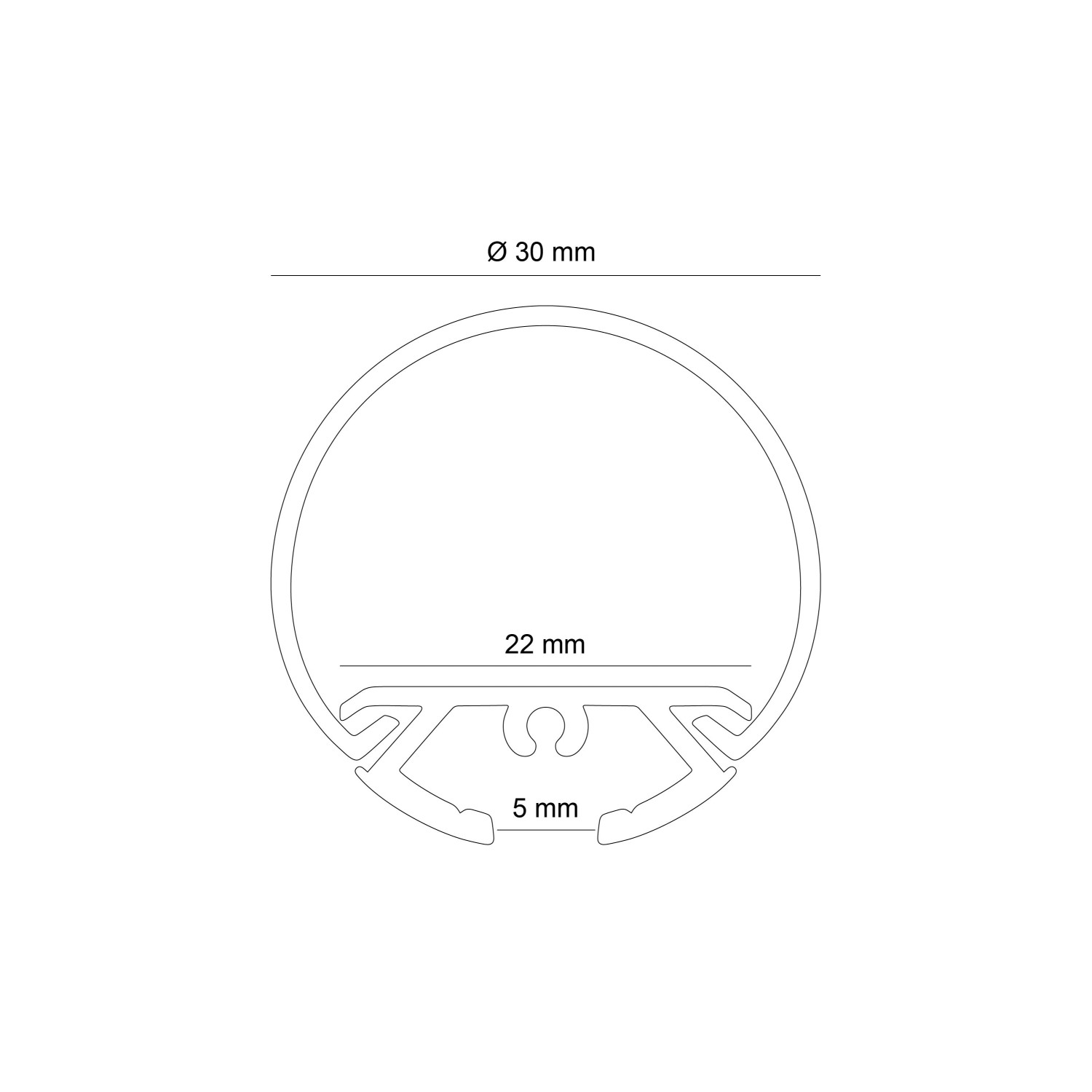 Снимка на Кръгъл алуминиев профил за LED лента Tuba | Ø30 мм | 3 метра