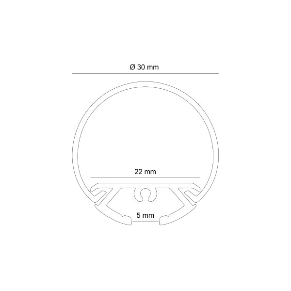 Снимка на Кръгъл алуминиев профил за LED лента Tuba | Ø30 мм | 3 метра