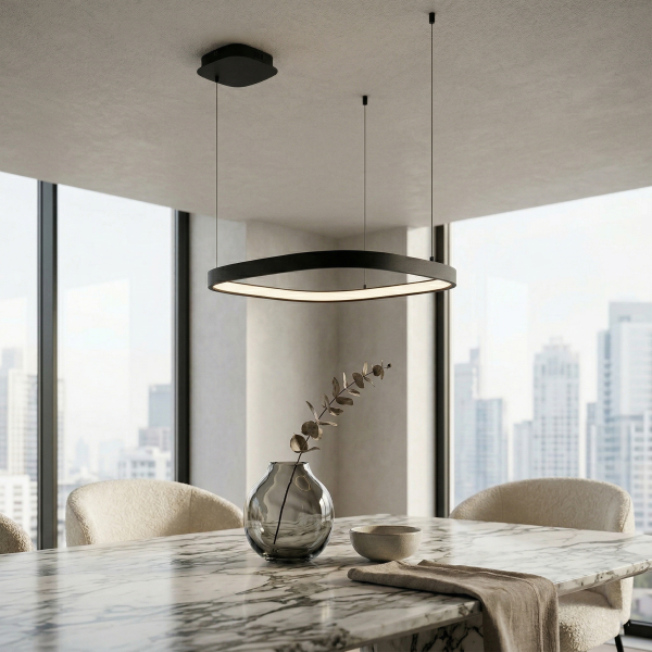 Снимка на Квадратен висящ LED полилей Helix | Златен/Черен | 3-CCT