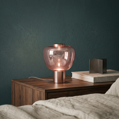 Настолна лампа Fashion | Стъклен абажур | 7W | Златист/Розов