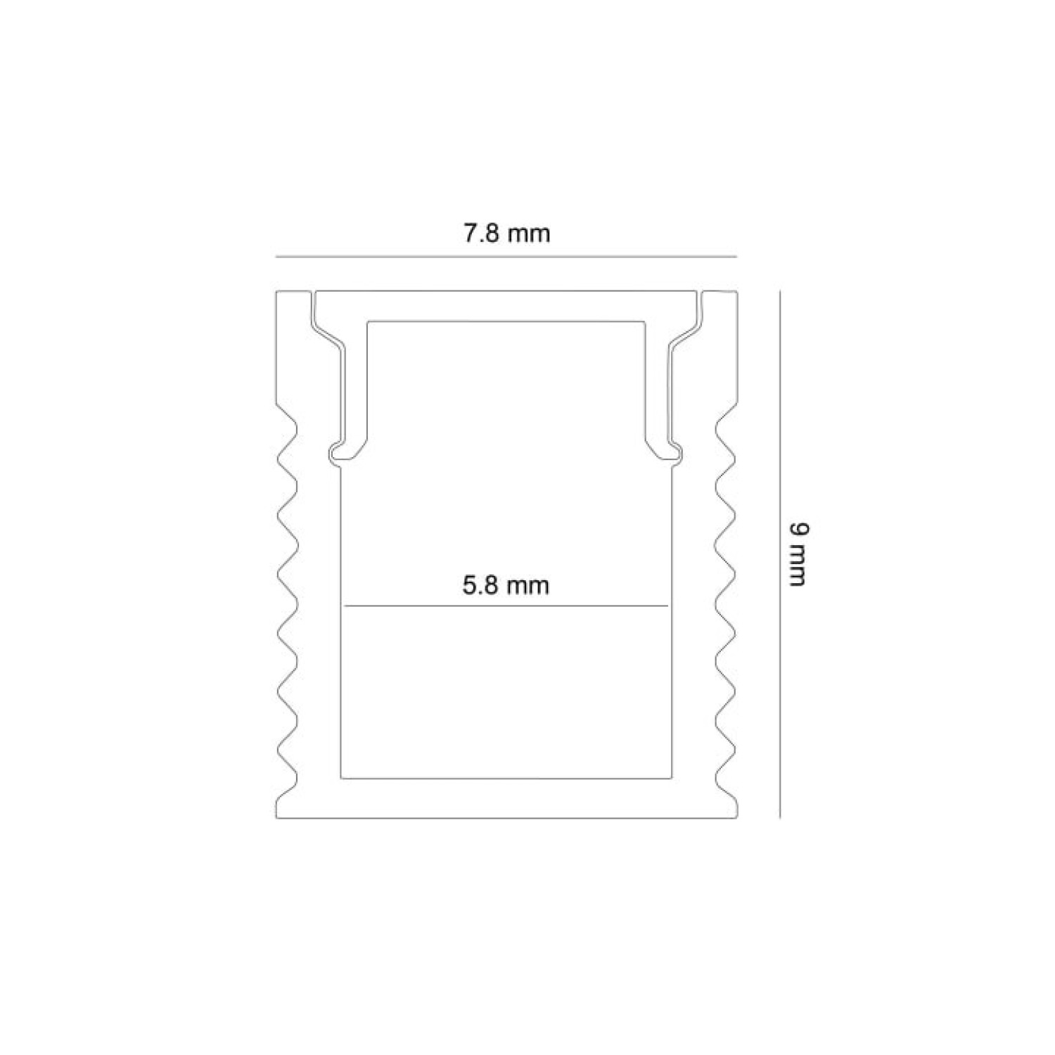 Детайлно изображение на Алуминиев профил за LED лента Mini 7.8x9мм | 3 метра Снимка на Алуминиев профил за LED лента Mini 7.8x9мм | 3 метра