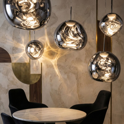 Висяща лампа Ruby 2 Chrome | Цвят хром | Визия течен метал | 3000K