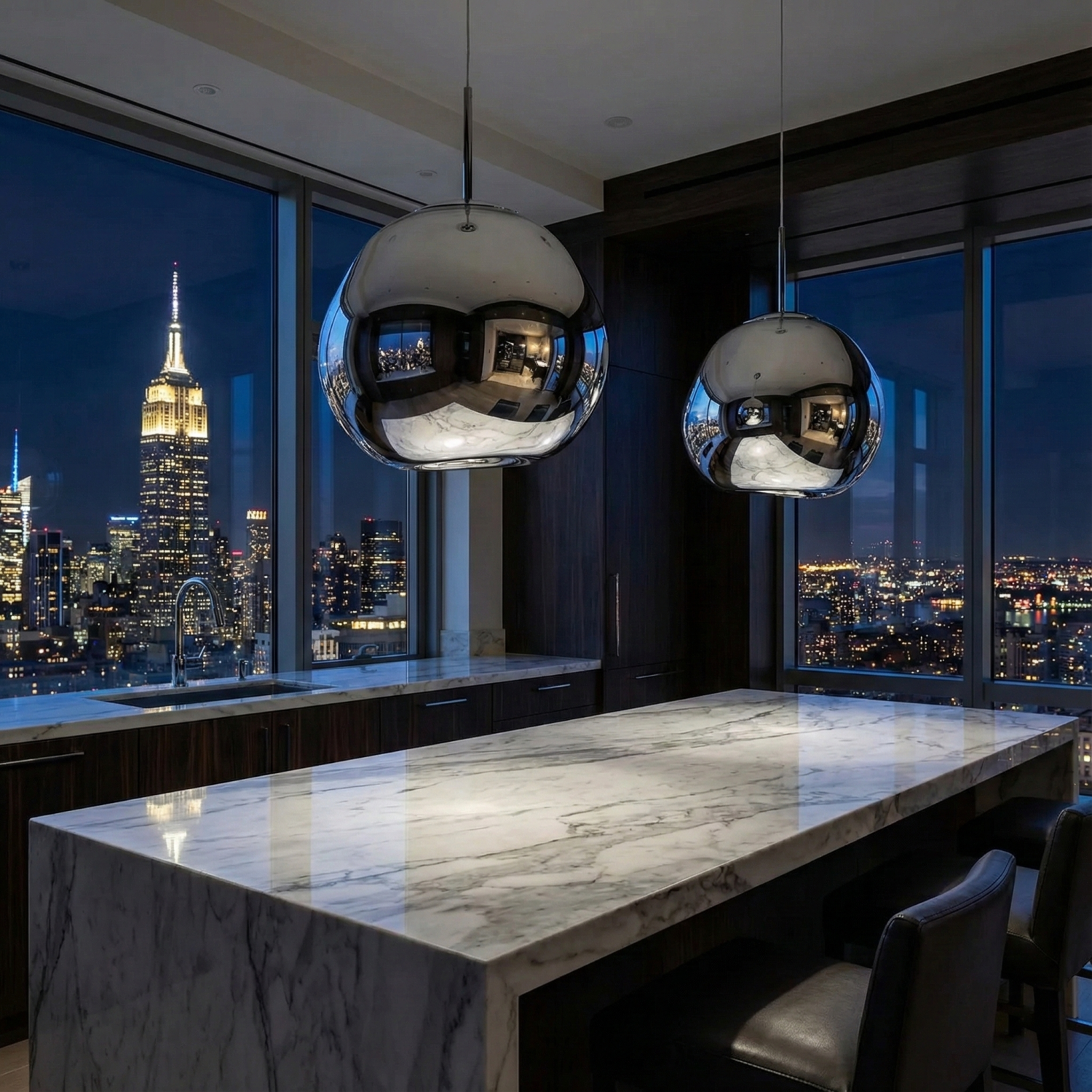 Снимка на Висяща лампа Ruby 2 Chrome | Цвят хром | Визия течен метал | 3000K