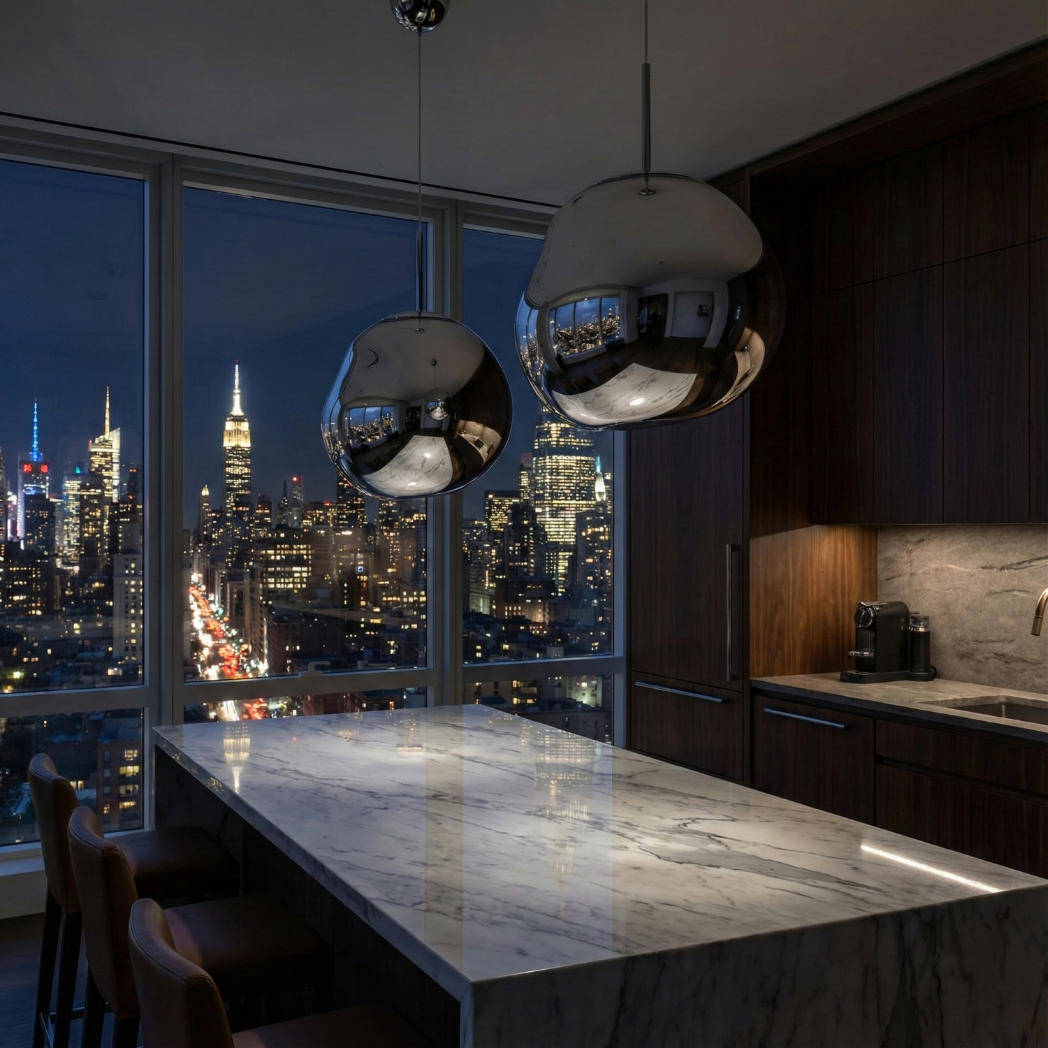 Снимка на Висяща лампа Ruby 2 Chrome | Цвят хром | Визия течен метал | 3000K