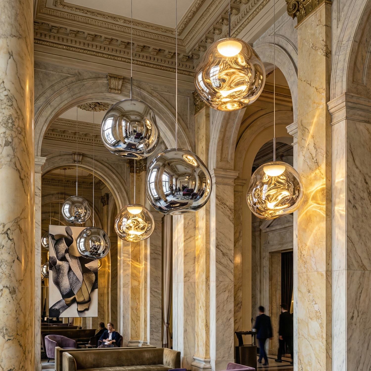 Снимка на Висяща лампа Ruby 2 Chrome | Цвят хром | Визия течен метал | 3000K