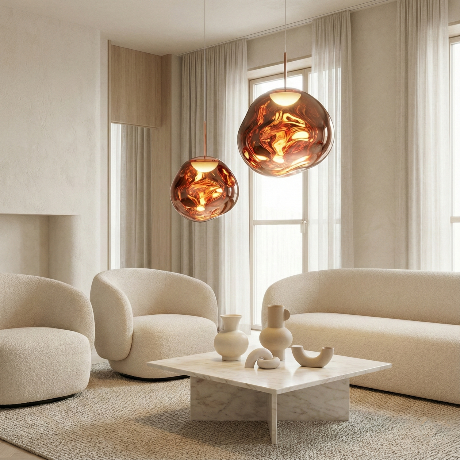 Снимка на Висяща лампа Ruby 2 Rose Gold | Розово злато | Визия течен метал | 3000K