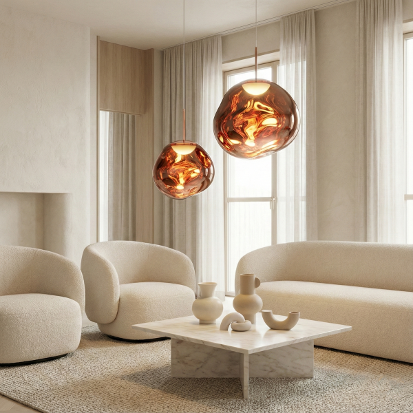 Снимка на Висяща лампа Ruby 2 Rose Gold | Розово злато | Визия течен метал | 3000K