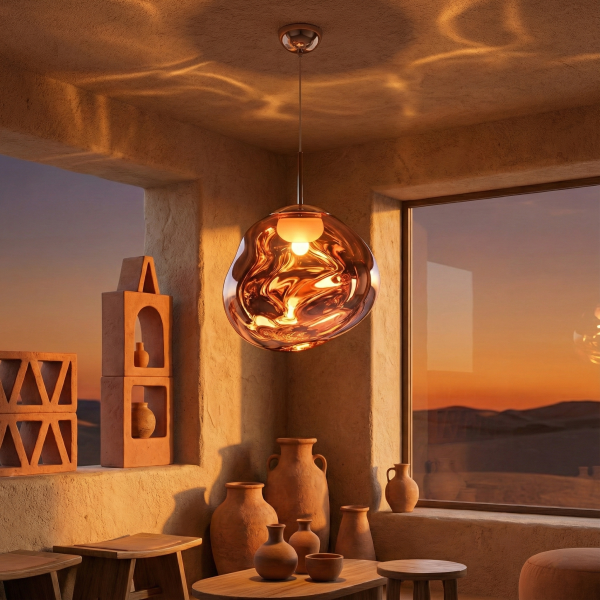 Снимка на Висяща лампа Ruby 2 Rose Gold | Розово злато | Визия течен метал | 3000K