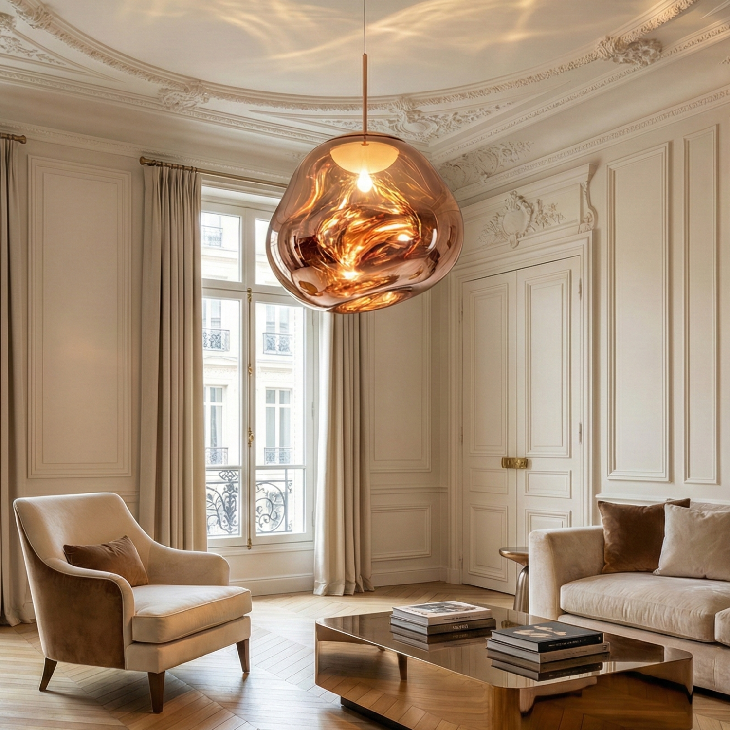 Снимка на Висяща лампа Ruby 2 Rose Gold | Розово злато | Визия течен метал | 3000K