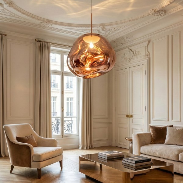 Снимка на Висяща лампа Ruby 2 Rose Gold | Розово злато | Визия течен метал | 3000K