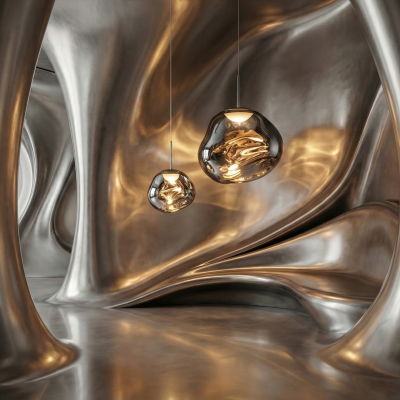 Висяща лампа с опушен хром Ruby 2 Smoke Grey течен метал