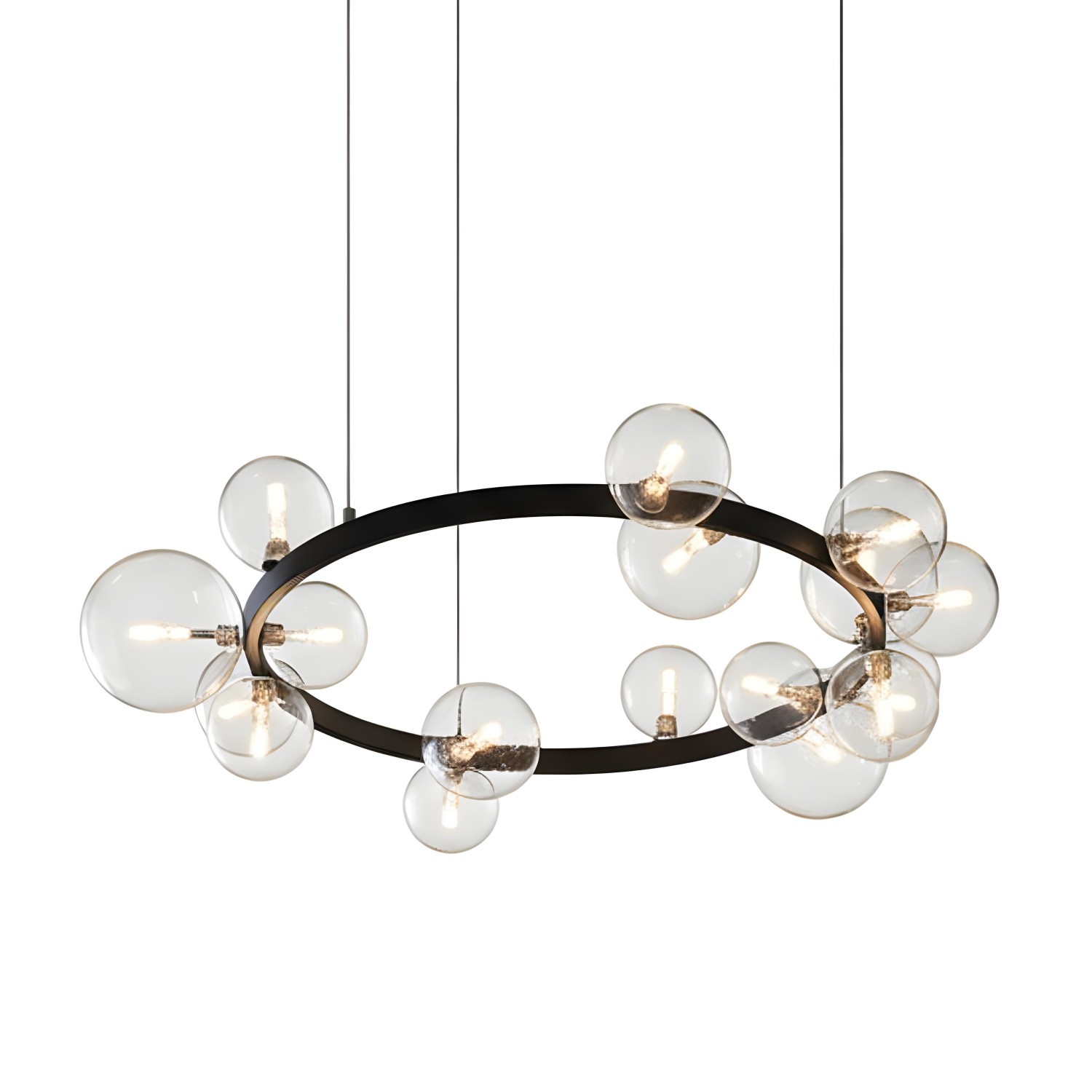 Снимка на Висящ полилей с 15 стъклени сфери Carina Circle 15 - Хол и дневна