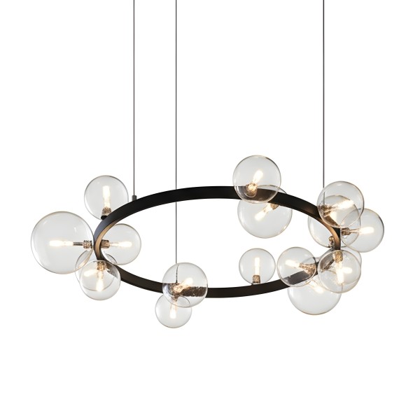 Снимка на Висящ полилей с 15 стъклени сфери Carina Circle 15 - Хол и дневна