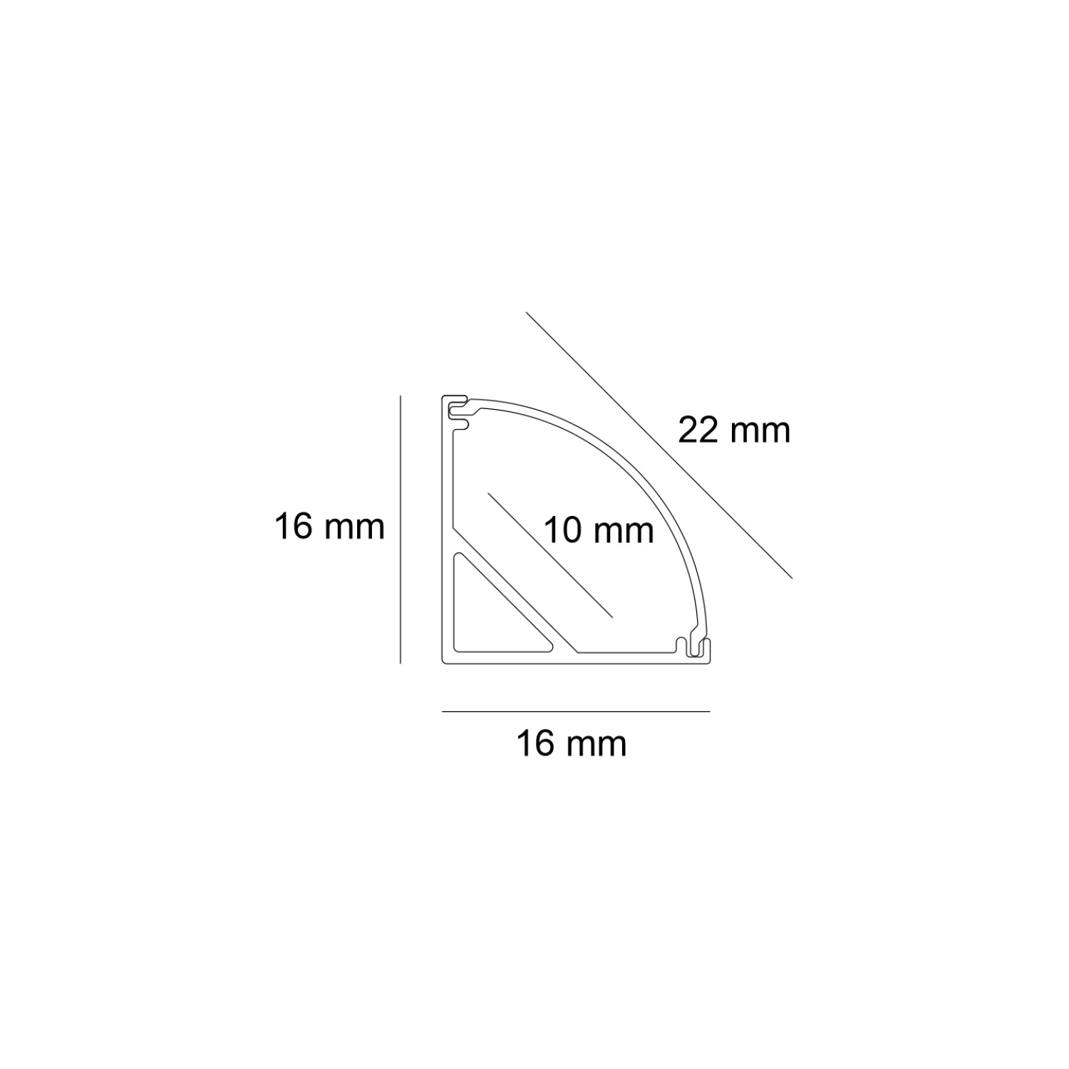 Снимка на Ъглов алуминиев LED профил 601 | 16×16 мм | 45° ъгъл | 3 метра