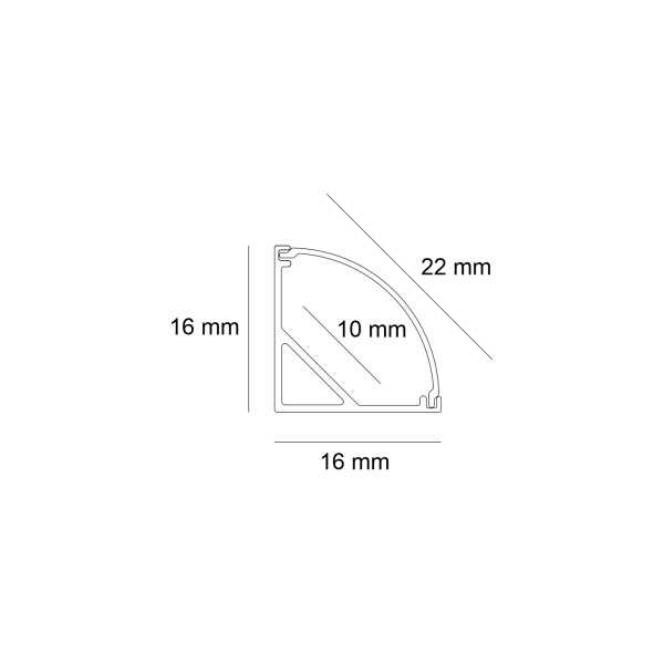 Снимка на Ъглов алуминиев LED профил 601 | 16×16 мм | 45° ъгъл | 3 метра