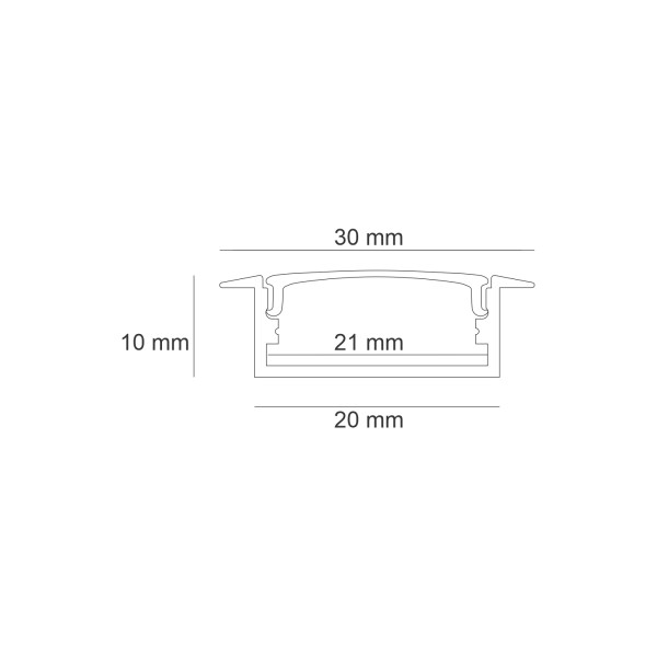 Снимка на Алуминиев профил за LED лента BM 619 | 30×10 мм | За вграждане | 3 метра