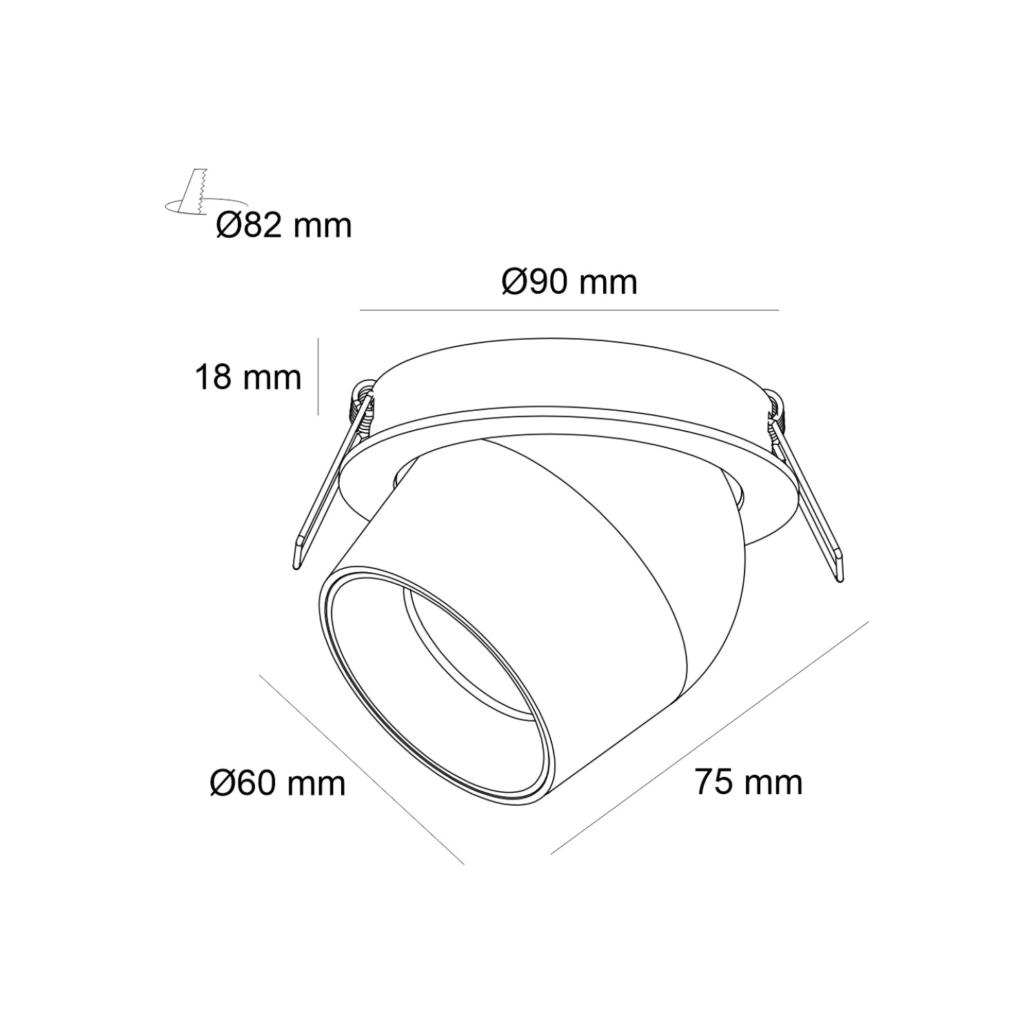 Детайлно изображение на LED спот за вграждане Aries | Насочваща | 10W | 3000K Снимка на LED спот за вграждане Aries | Насочваща | 10W | 3000K
