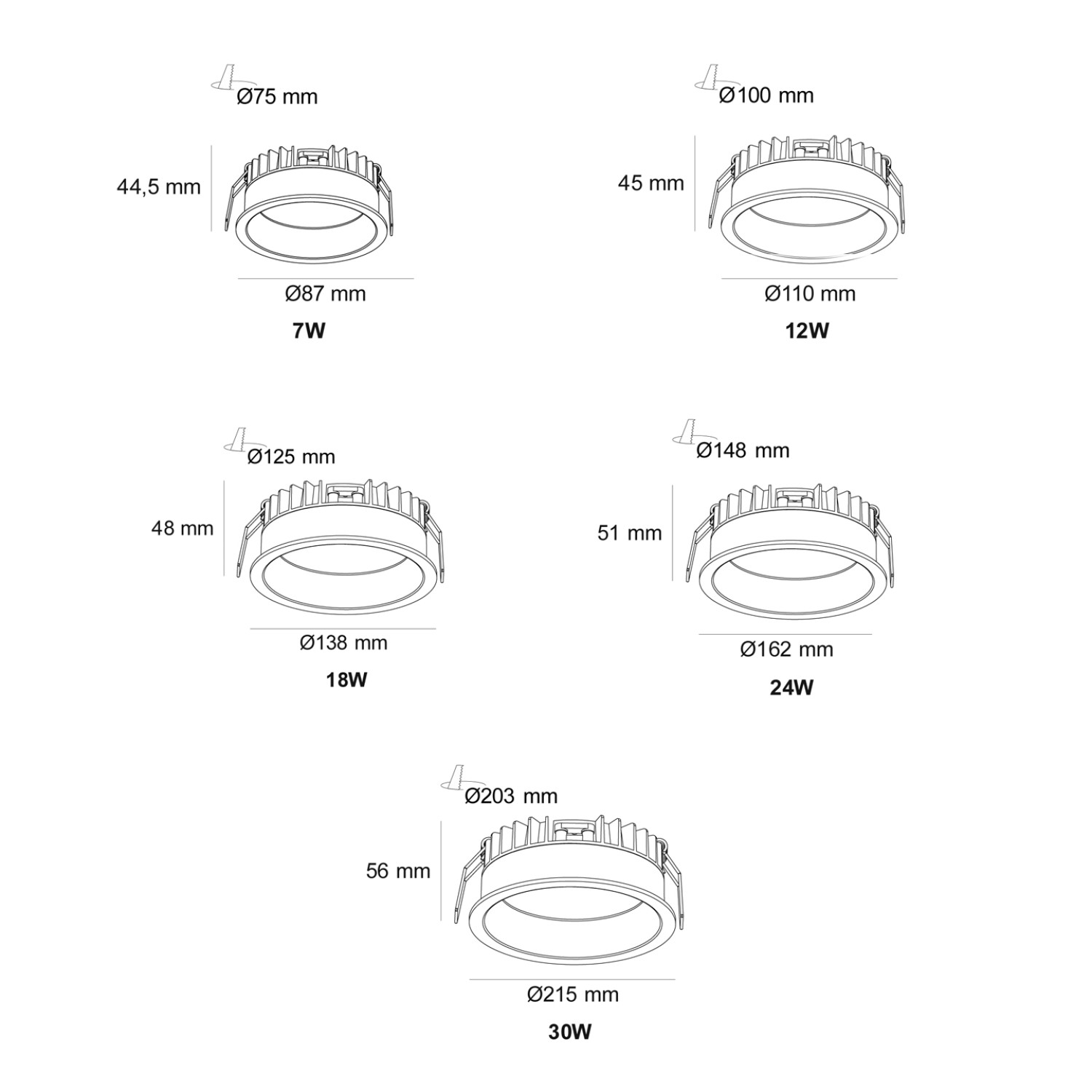 Снимка на LED луна за вграждане Aura | Матиран дифузер | CCT