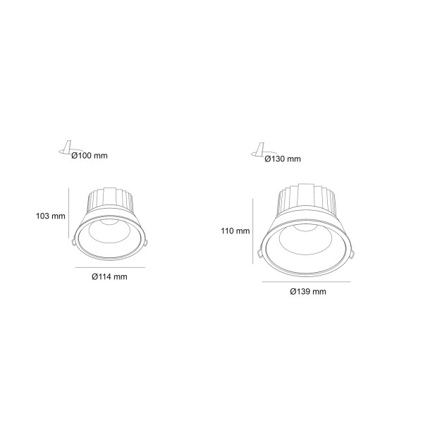 Снимка на LED луна за вграждане Clear ST | Черен рефлектор | 4000K