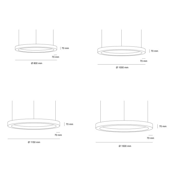 Детайлно изображение на Висящ кръгъл LED полилей Cool XL Pro | 4 размера Снимка на Висящ кръгъл LED полилей Cool XL Pro | 4 размера