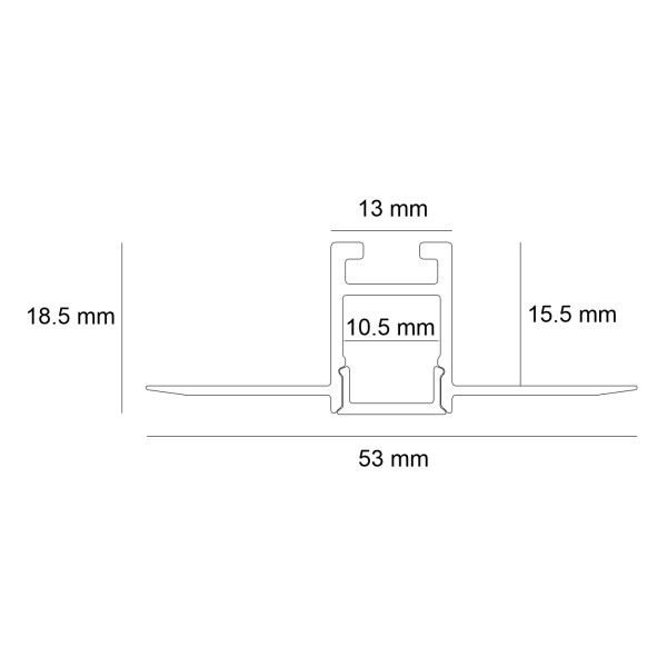 Снимка на Алуминиев профил за LED лента Trimless Nano Line | 53×18,5 мм | Безрамков монтаж в гипсокартон | 2 метра