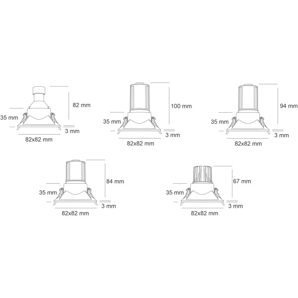 Снимка на Квадратна LED луна за вграждане Vivienne 1011 | GU10