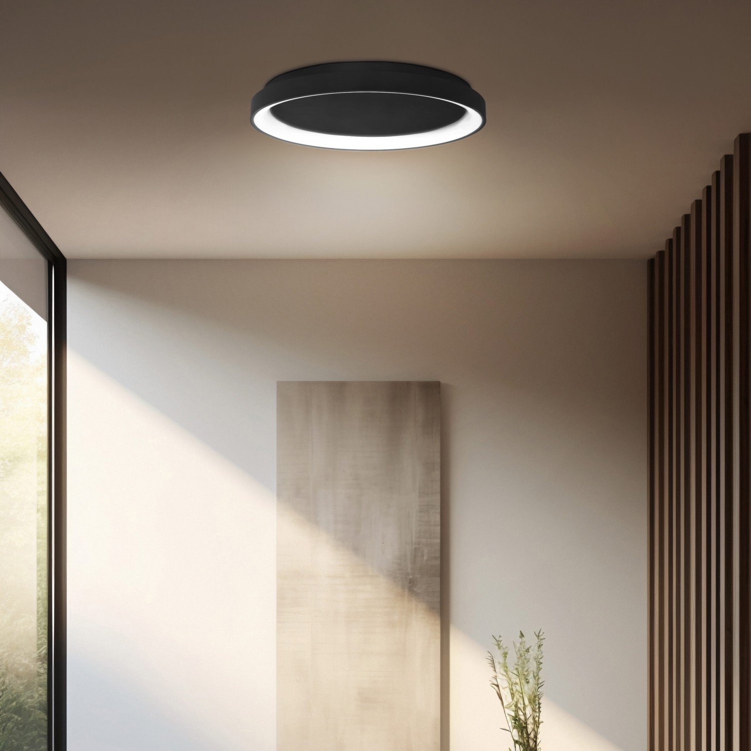 Снимка на LED плафониера Sirius с тънък профил и светлинен пръстен - Плафони