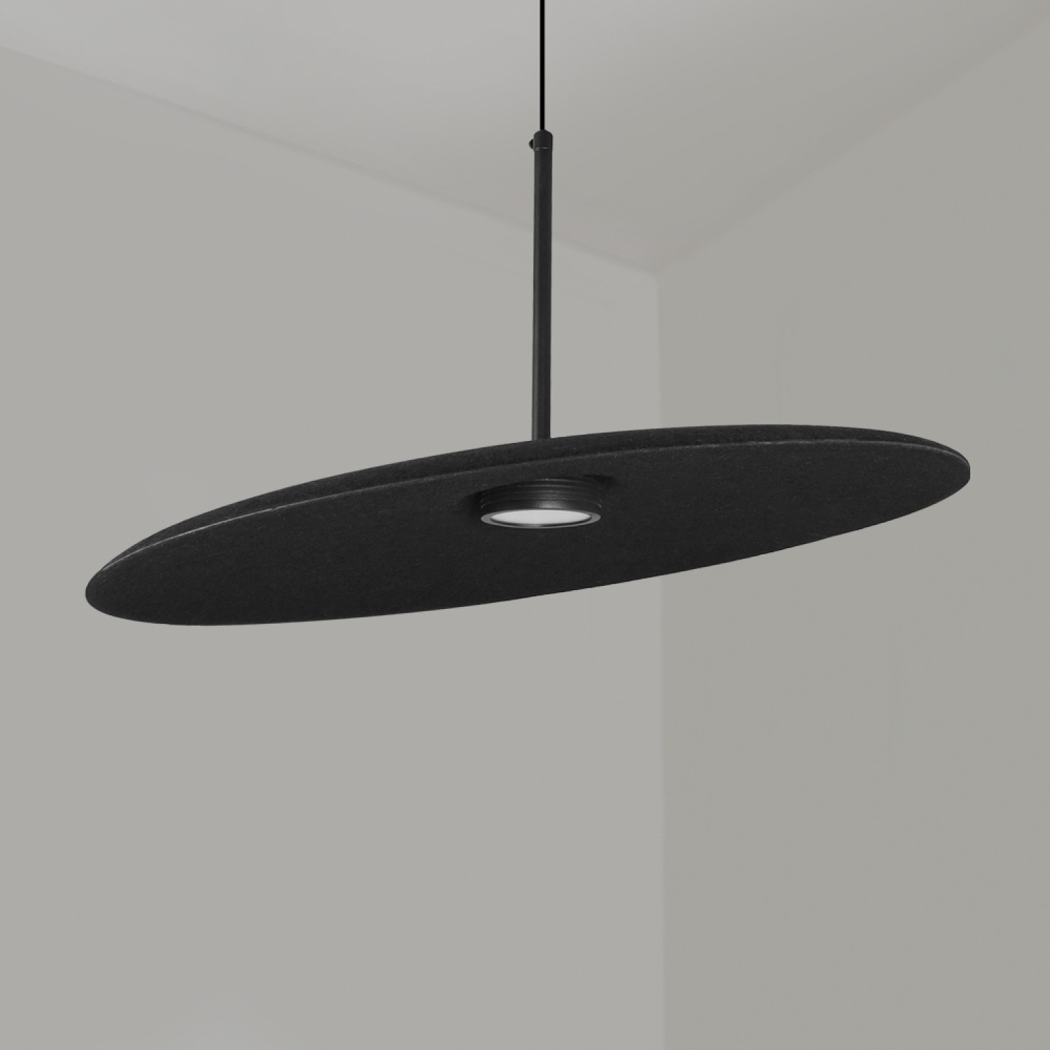 Снимка на Акустична висяща LED лампа Gear с наклонен панел (Ø500 мм) - Офис