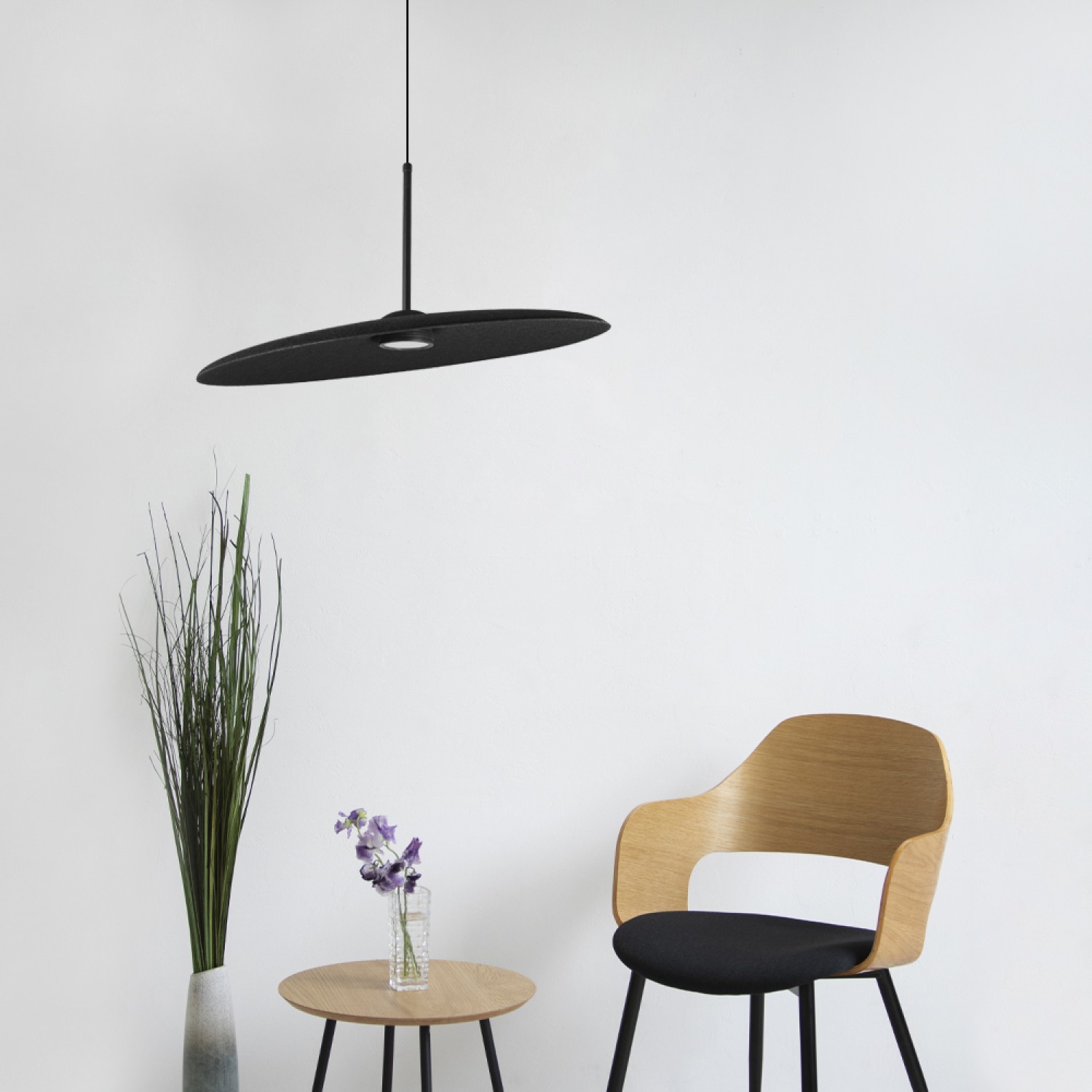 Снимка на Акустична висяща LED лампа Gear с наклонен панел (Ø500 мм) - Офис