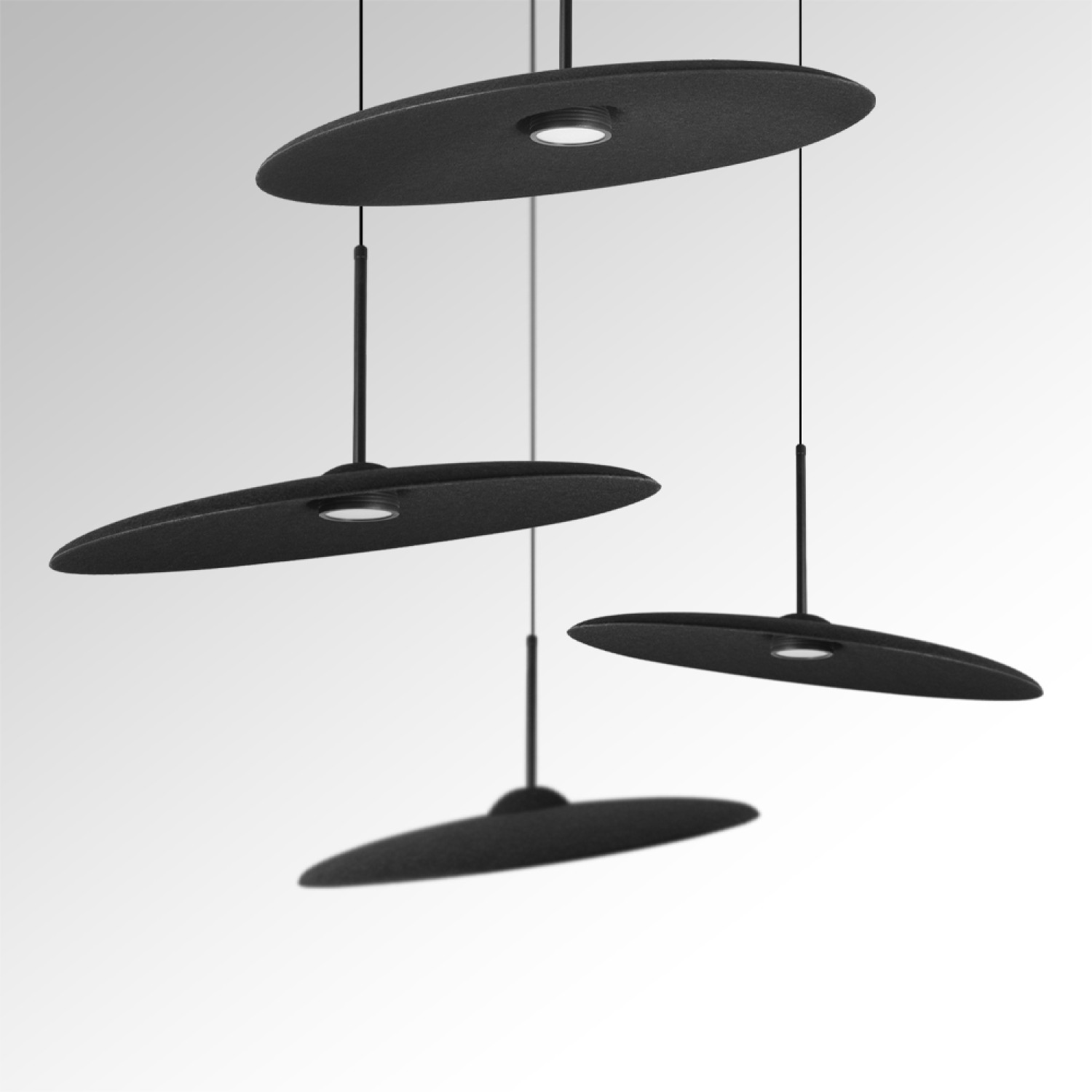 Снимка на Акустична висяща LED лампа Gear с наклонен панел (Ø500 мм) - Офис